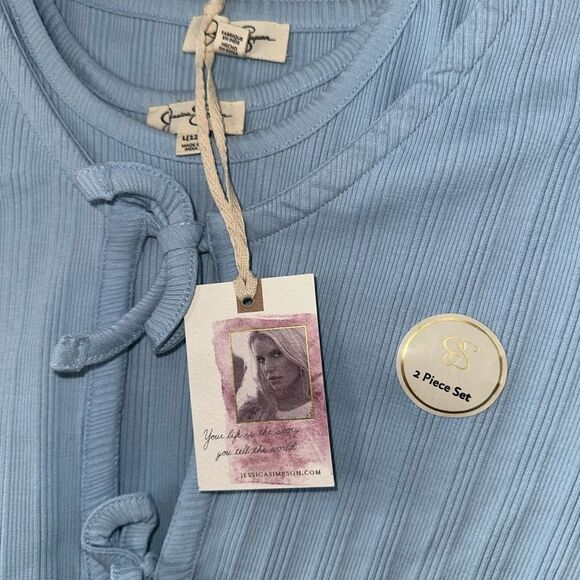 Jessica Simpson 2 piece top with tank and tie over shirt size 12 girls blue - Picture 3 of 4